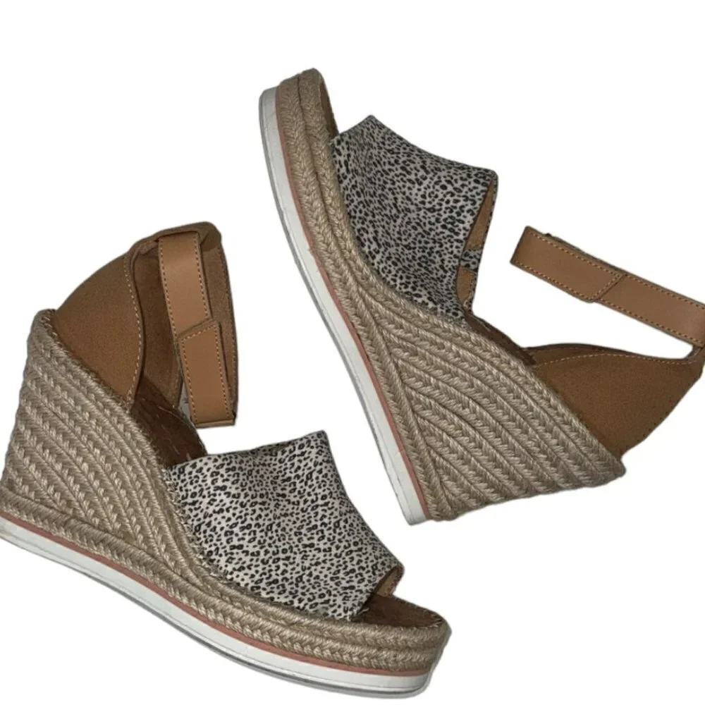 Toms Marisol Womens Espadrille Wedge Sandal‎ Leopard size 9.5 Lk Nw!